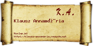 Klausz Annamária névjegykártya
